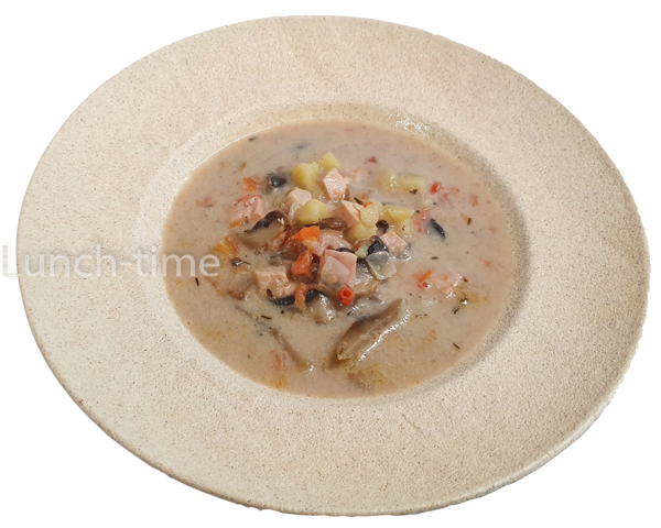 Сырный суп с копчёной курицей и грибами  300 мл.